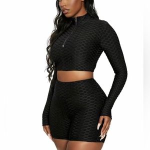 🖤MFF 2 Pieces Yoga Set Solid Color Honeycomb🖤